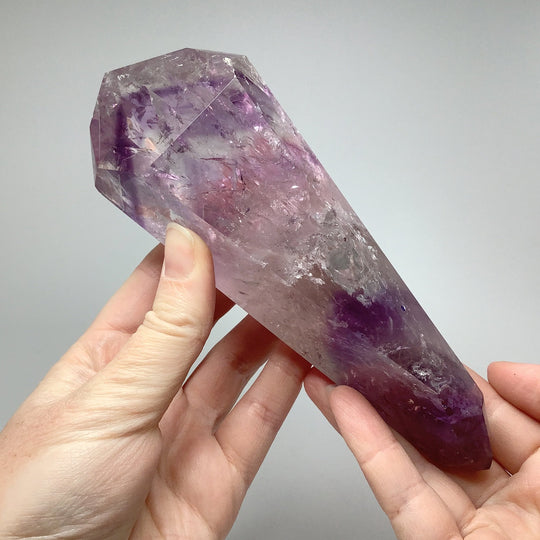 Polished Amethyst Scepter with Display Stand - Rocks and Gems Canada