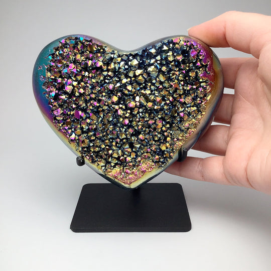 Rainbow Agate Heart on Stand - Rocks and Gems Canada