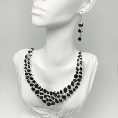 Black Onyx Earrings and Necklace Set