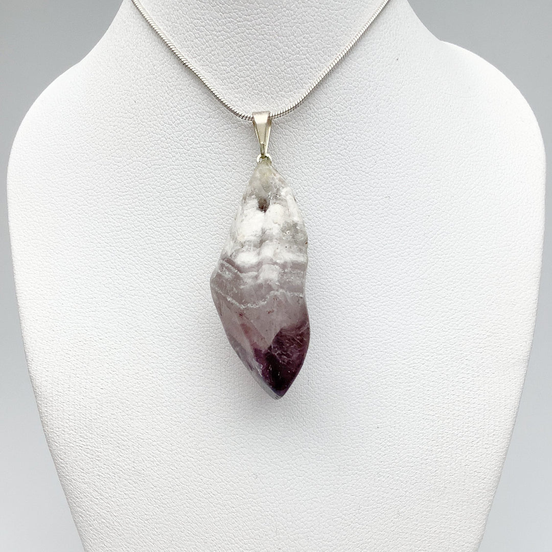 Shadow Chevron Amethyst Tumbled Pendant - Rocks and Gems Canada