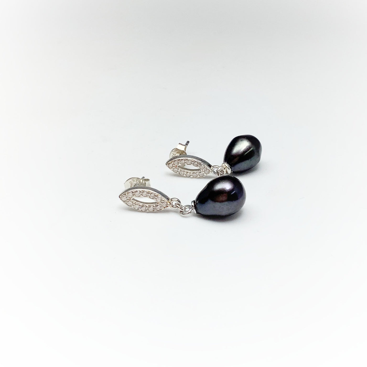 Tahitian Pearl and Cubic Zirconia Stud Earrings