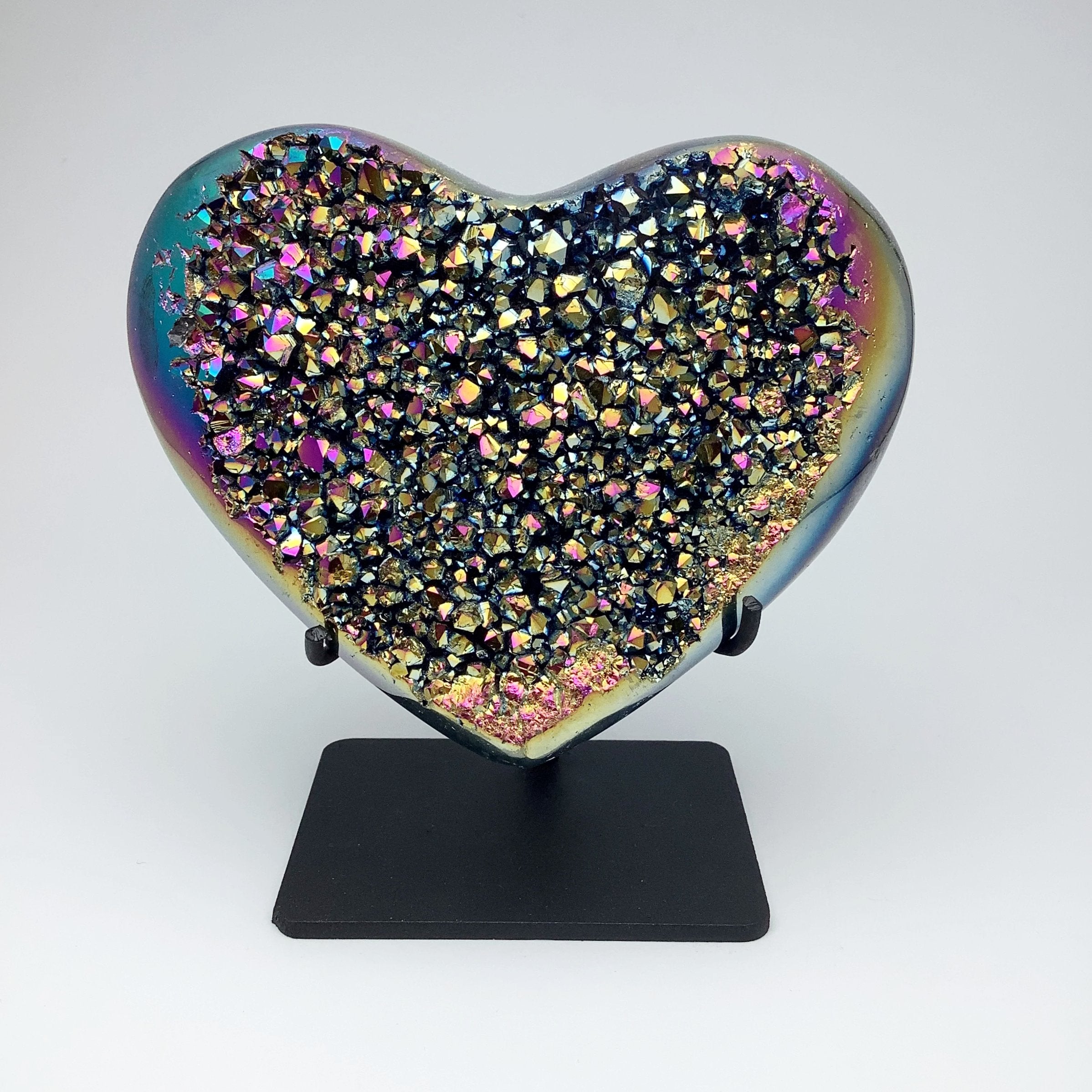 Rainbow Agate Heart on Stand - Rocks and Gems Canada