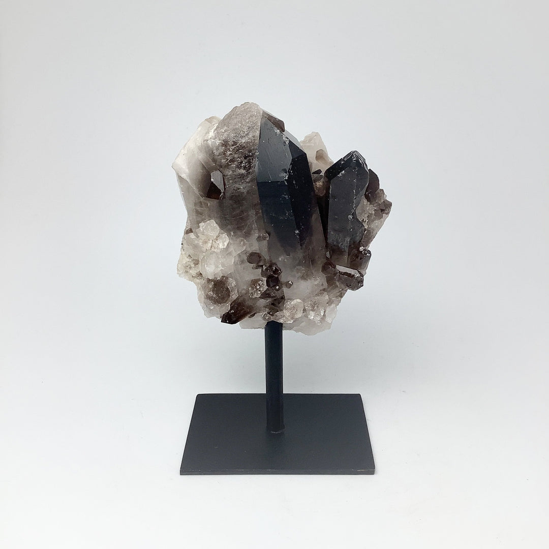 Smoky Quartz Cluster on Display Stand - Rocks and Gems Canada