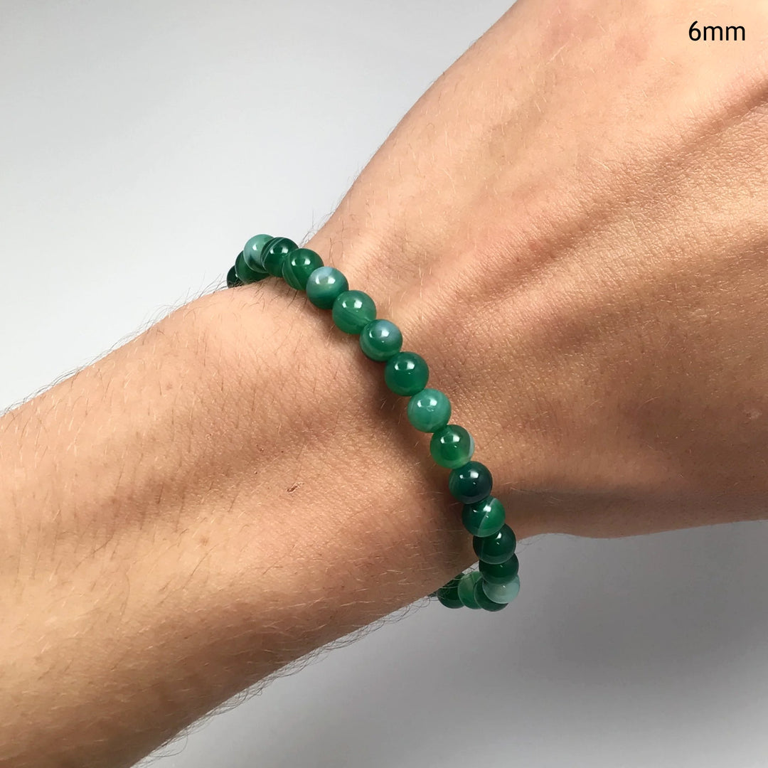 Banded Green Agate Beaded Bracelet - Rocks and Gems Canada