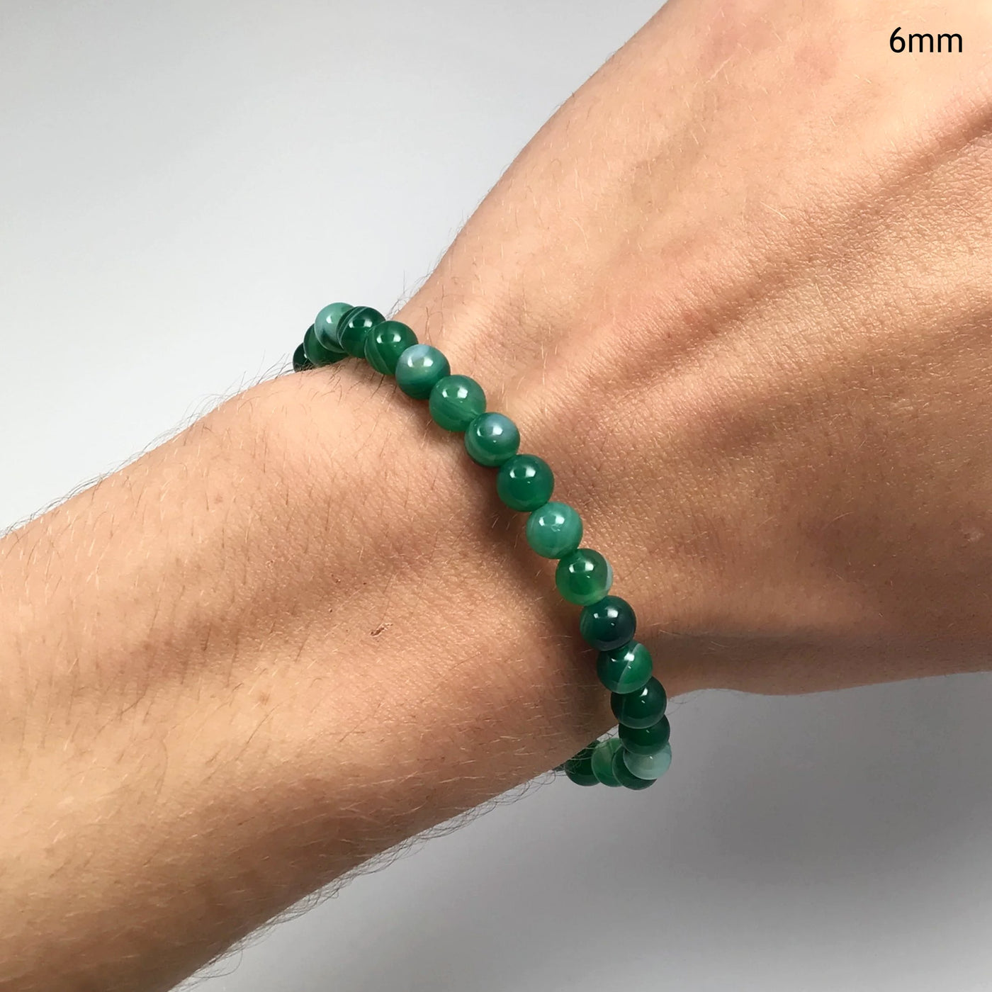 Banded Green Agate Beaded Bracelet