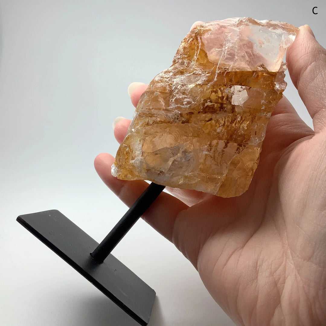 Golden Healing Quartz On Metal Display Stand - Rocks and Gems Canada