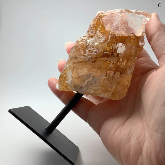 Golden Healing Quartz On Metal Display Stand - Rocks and Gems Canada