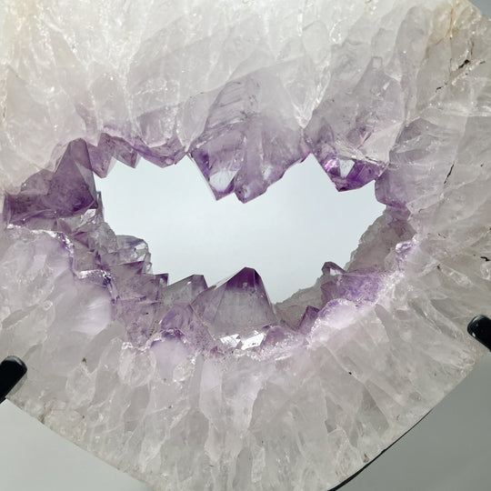Amethyst Geode Heart Carving on Display Stand - Rocks and Gems Canada