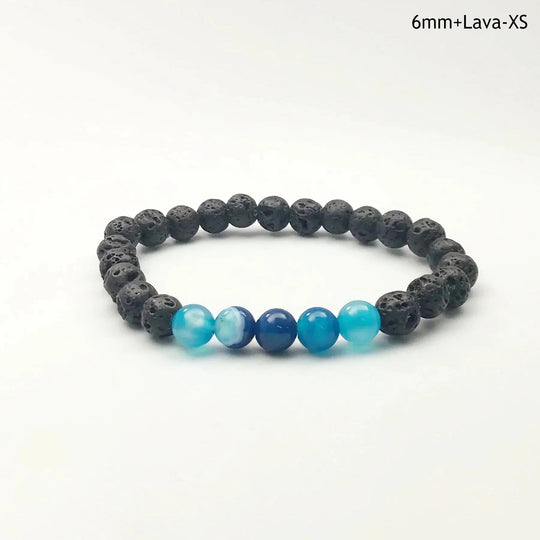 Banded Blue Agate Beaded Bracelet - Rocks and Gems Canada