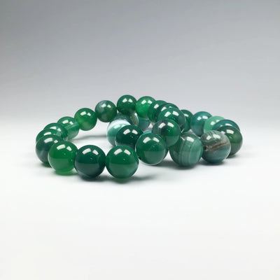 Banded Green Agate Beaded Bracelet