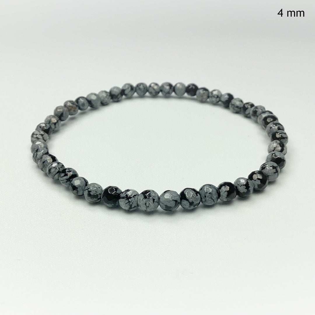 Snowflake Obsidian Faceted Beaded Bracelet - Rocks and Gems Canada