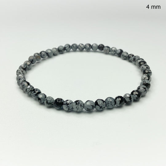 Snowflake Obsidian Faceted Beaded Bracelet - Rocks and Gems Canada