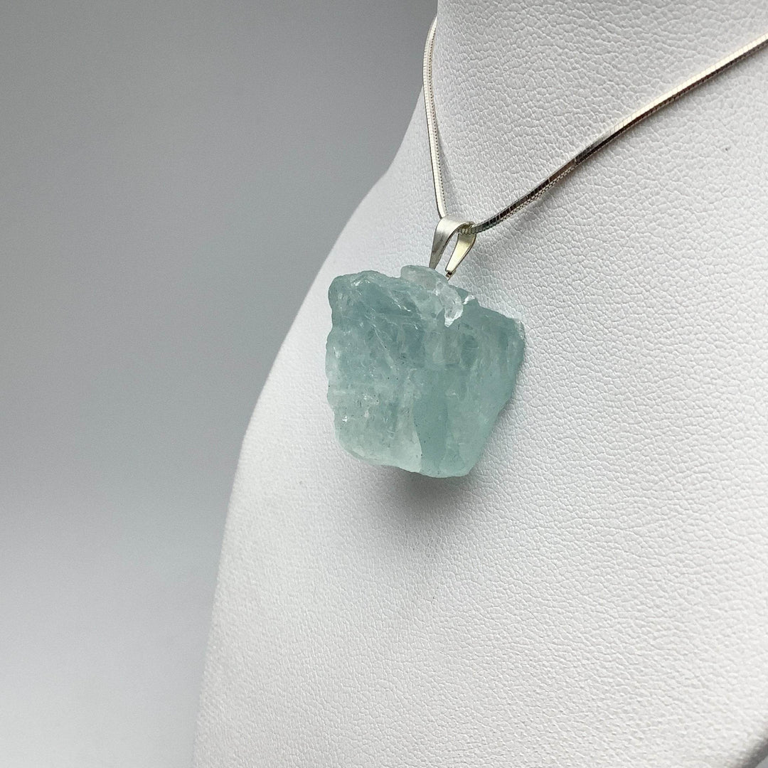 Aquamarine Rough Chunk Pendant - Rocks and Gems Canada