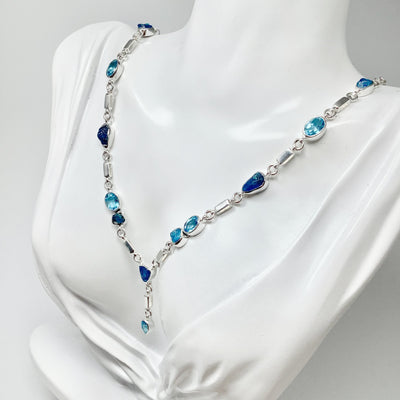 Neon Blue Apatite and Blue Topaz Necklace