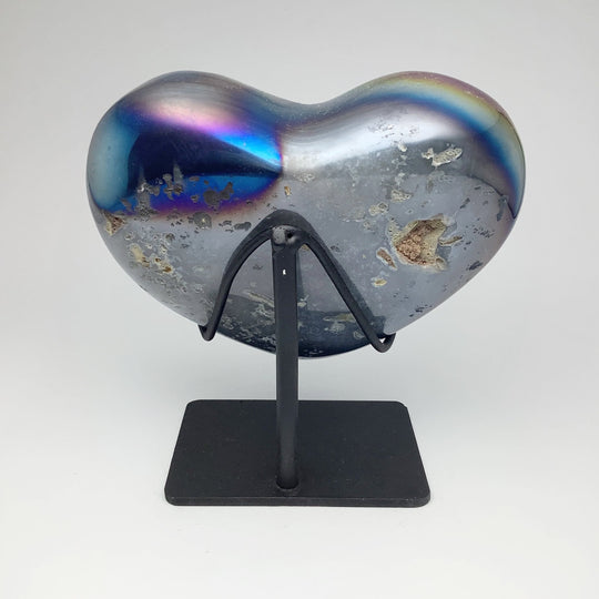 Rainbow Agate Heart on Stand - Rocks and Gems Canada