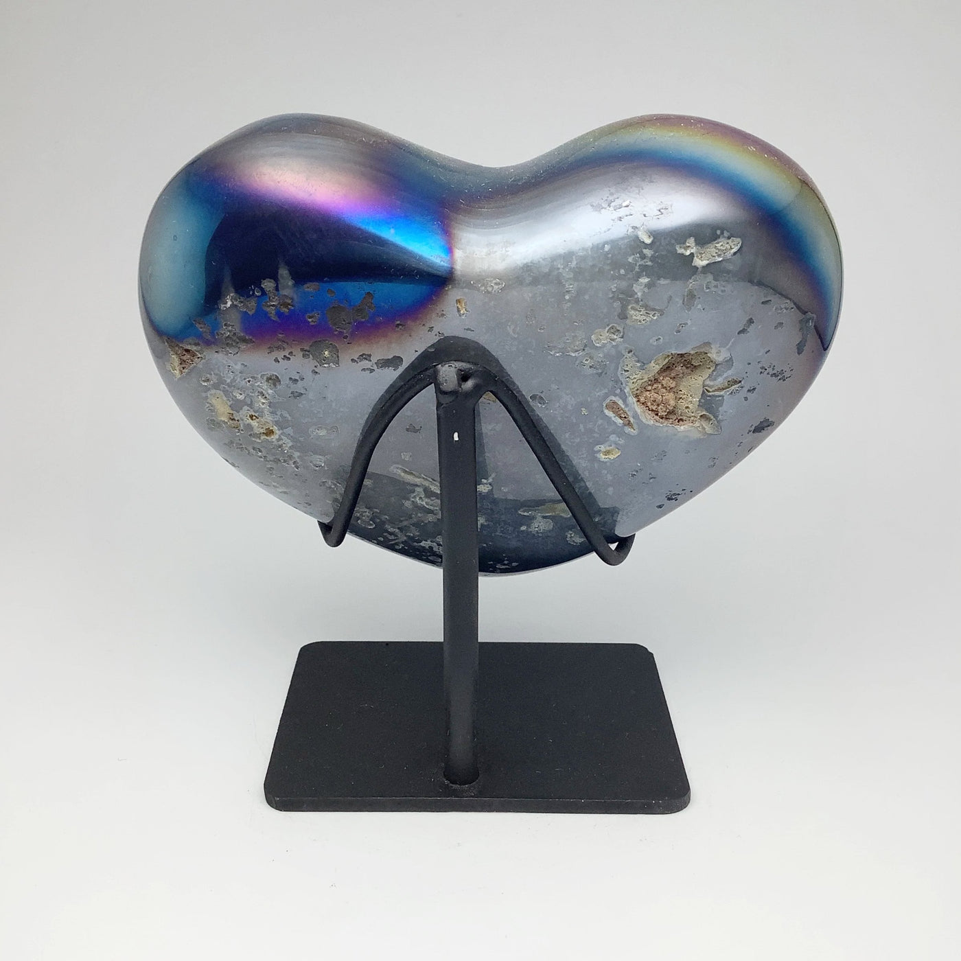 Rainbow Quartz Heart on Stand