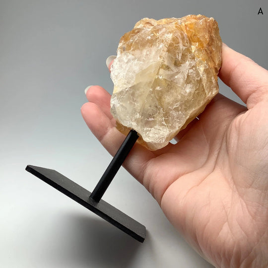 Golden Healing Quartz On Metal Display Stand - Rocks and Gems Canada