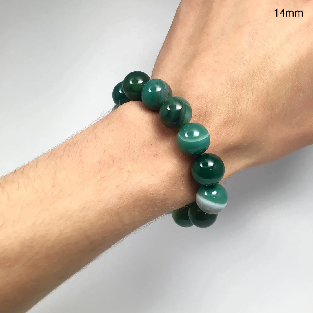 Banded Green Agate Beaded Bracelet - Rocks and Gems Canada