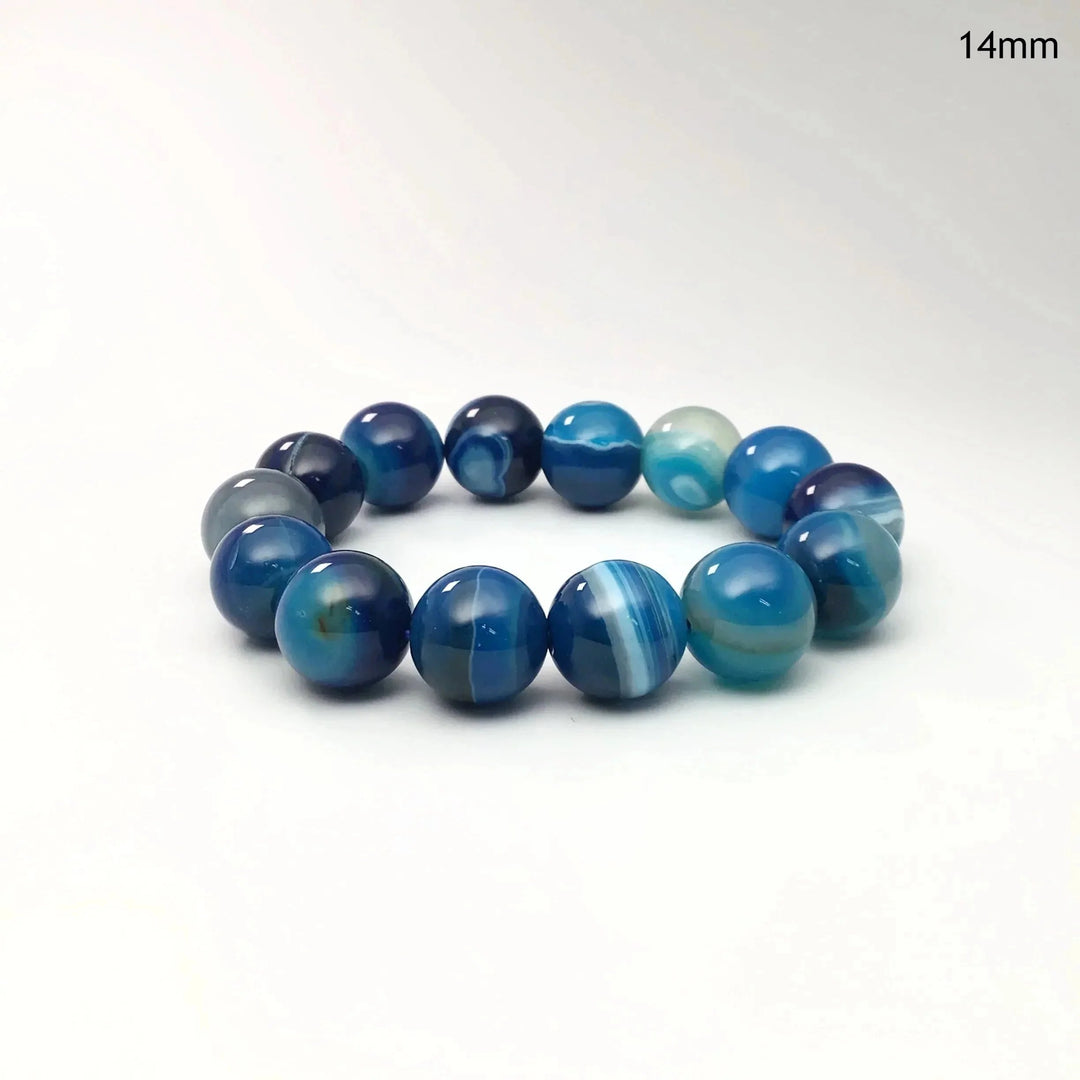 Banded Blue Agate Beaded Bracelet - Rocks and Gems Canada