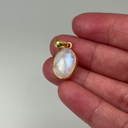 Rainbow Moonstone Gold Finish Pendant