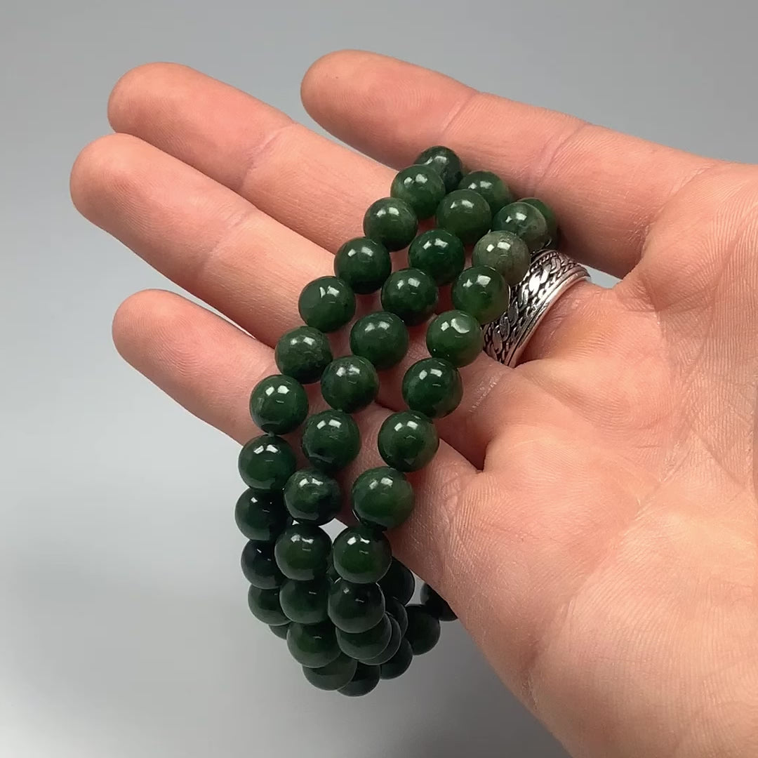 Canadian Jade Triple Wrap Beaded Bracelet