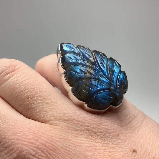 Labradorite Carved Ring