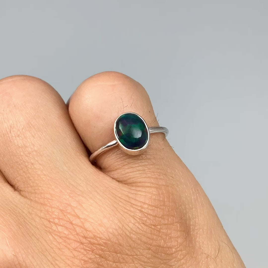 Black Ethiopian Opal Ring