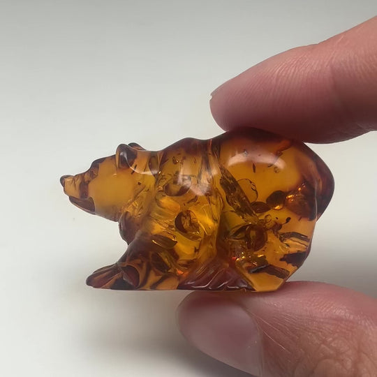 Cognac Amber Bear Carving