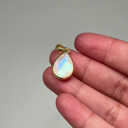 Rainbow Moonstone Gold Finish Pendant