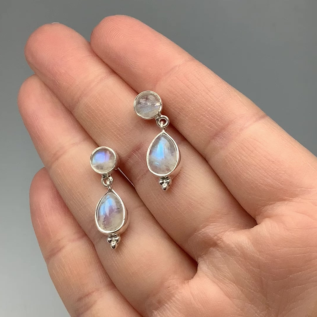 Rainbow Moonstone Stud Earrings