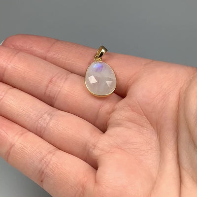 Rainbow Moonstone Gold Finish Pendant