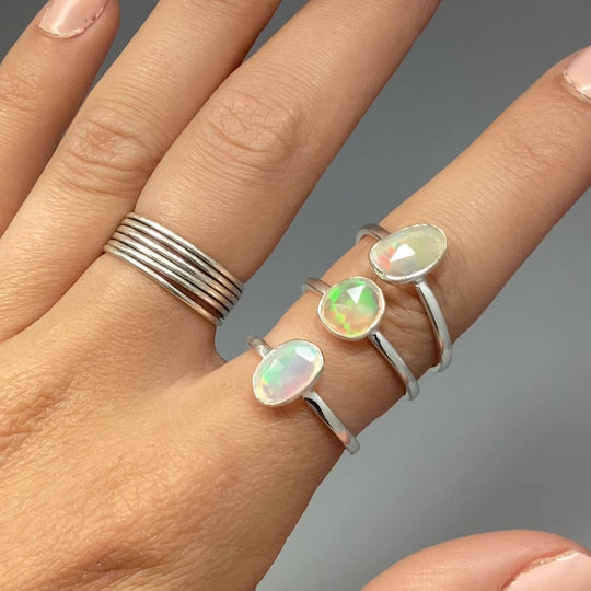 Faceted Ethiopian Fire Opal Ring