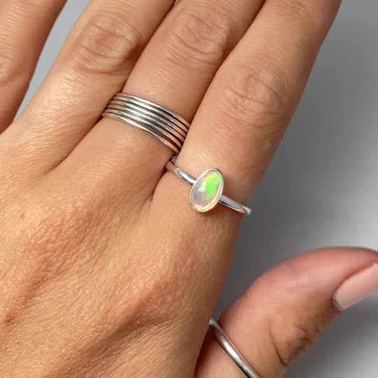 Faceted Ethiopian Fire Opal Ring