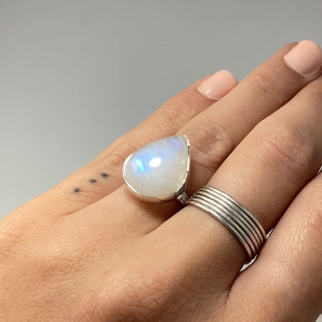 Rainbow Moonstone Ring