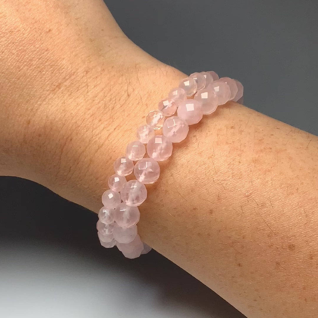 Rose Quartz Faceted Beaded Bracelet