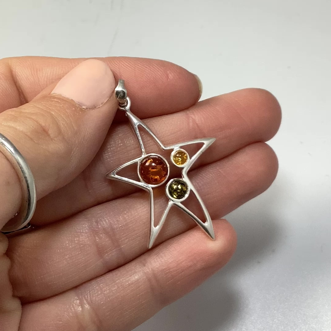 Mixed Amber Star Pendant