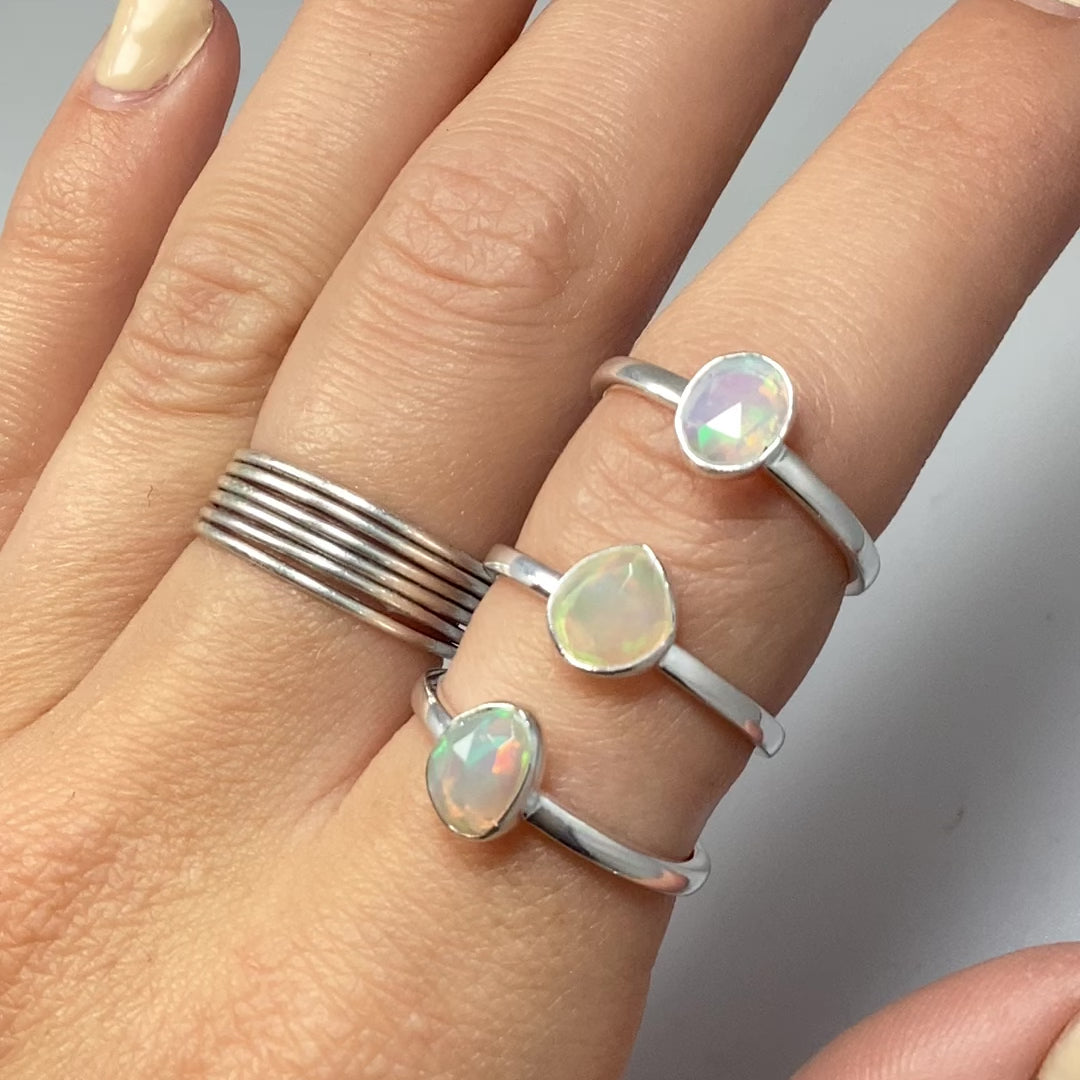 Faceted Ethiopian Fire Opal Ring