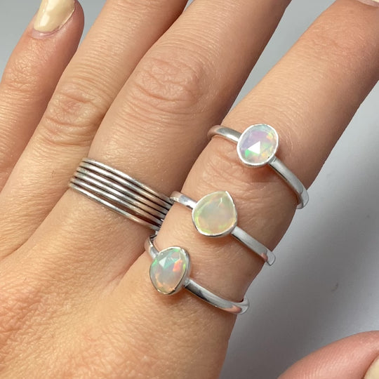 Faceted Ethiopian Fire Opal Ring