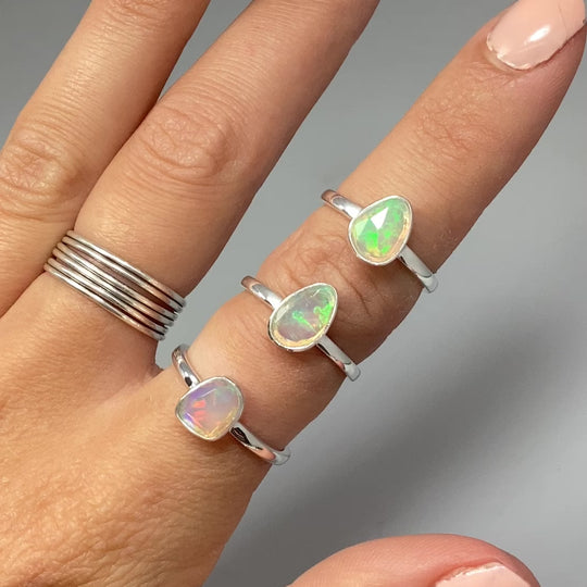 Faceted Ethiopian Fire Opal Ring