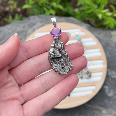 Campo Del Cielo Meteorite and Amethyst Pendant