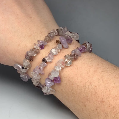 Mixed Purple Rutilated Quartz Chip Beaded Bracelet
