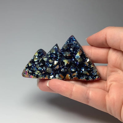 Blue Rainbow Amethyst Druze Cluster Mountain Carving