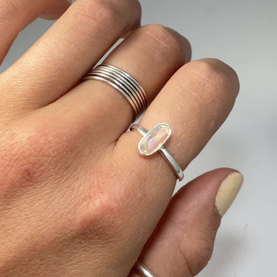 Faceted Ethiopian Fire Opal Ring