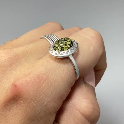 Green Amber Ring