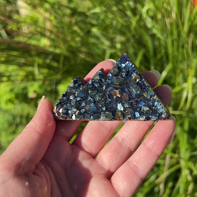 Blue Rainbow Amethyst Druze Cluster Mountain Carving