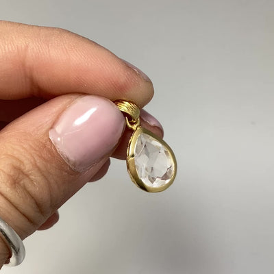 Clear Quartz Gold Finish Pendant