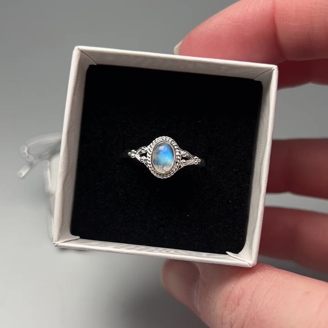 Rainbow Moonstone Ring