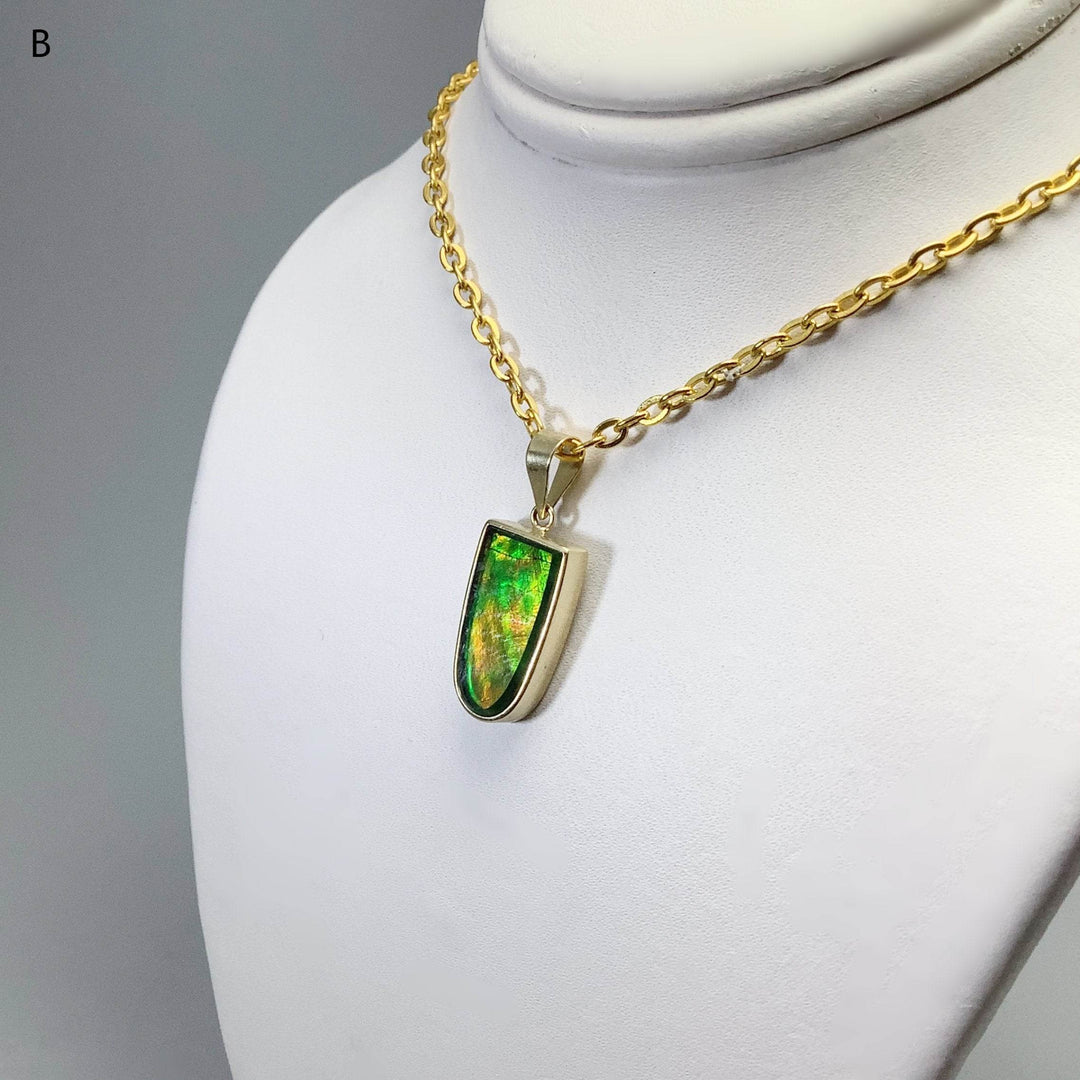 Alberta Ammolite 14K Gold Pendant-Rocks and Gems Canada
