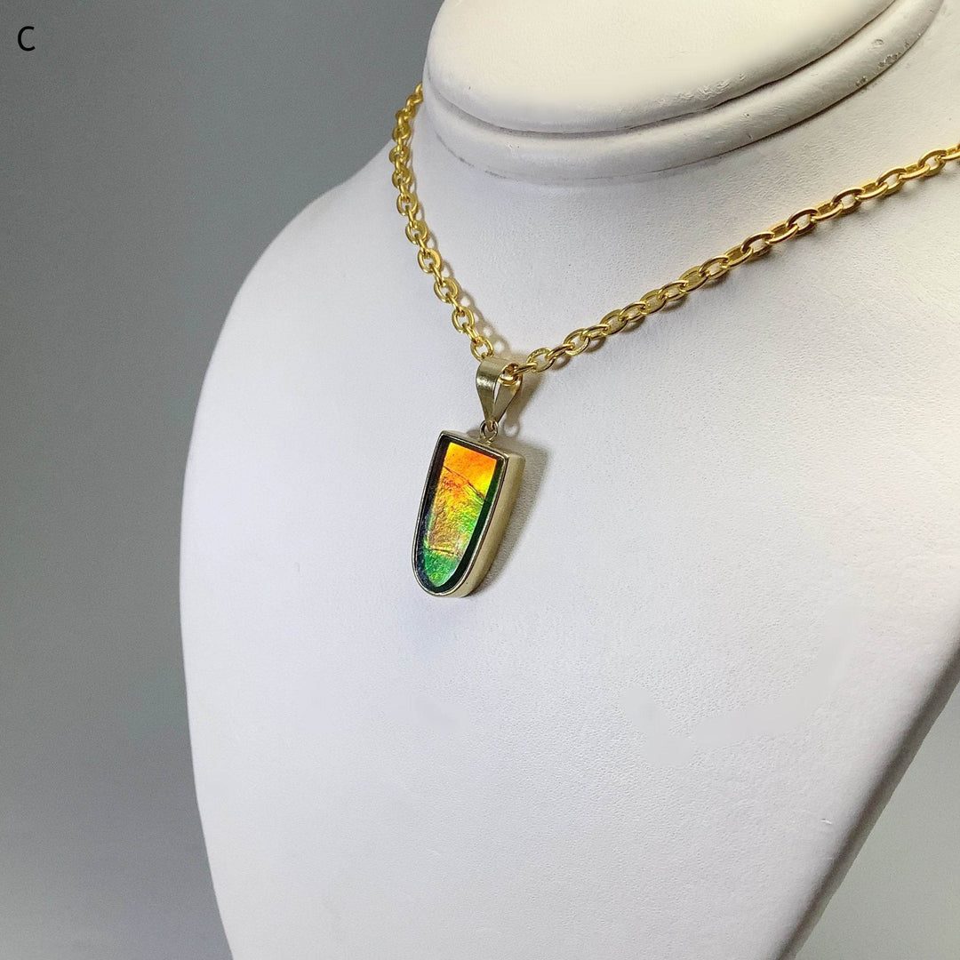Alberta Ammolite 14K Gold Pendant-Rocks and Gems Canada