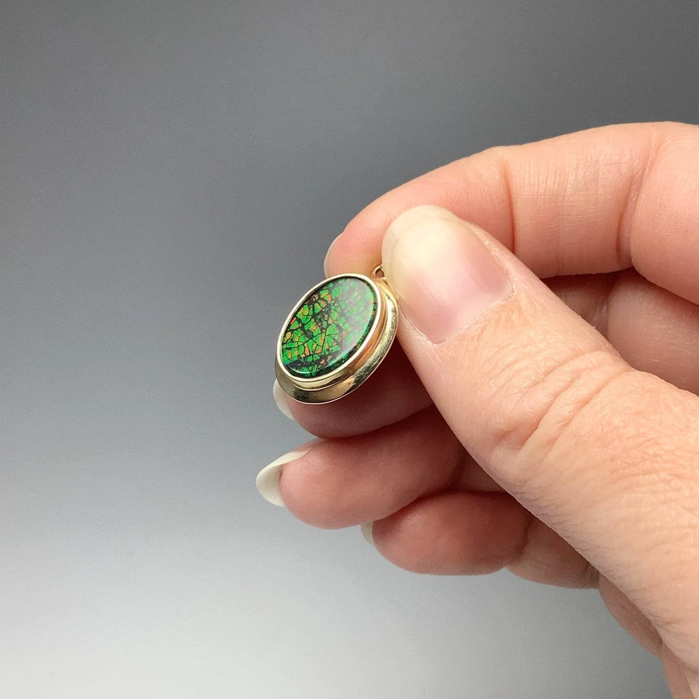 Alberta Ammolite 14K Gold Pendant-Rocks and Gems Canada